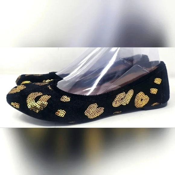 Lucky Brand Shoes - Lucky Brand Women's Elisabeta Black Velvet Flats With Gold Sequins Size 6.5
